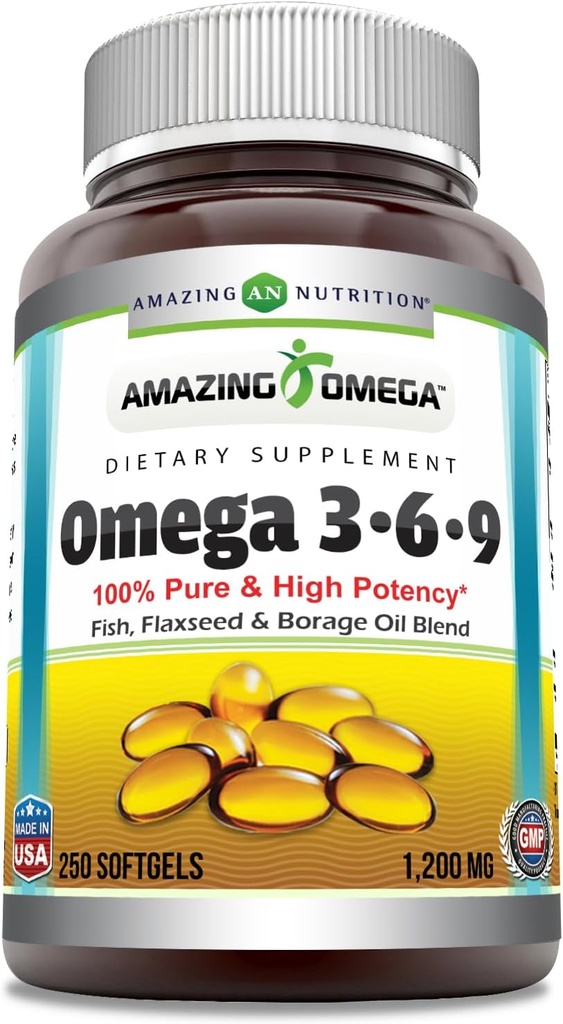 Amazing Omega 3.6.9 Supplement Equipment 124; 1200 Mg Per Serving Equipment 124; 250 Softgels Equipment 124; Unflavored Equipment 124; Non-GMO Equipment 124; Gluten- Free Equipment 124; Made in USA