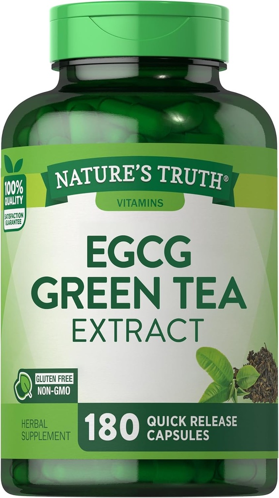 Natural 's Truth EGCG Green Tea Extract Kapsułki 124; 180 Pigułki 124; Non-GMO & Gluten