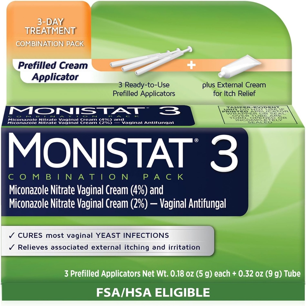 Monistat 3 Day Leczenie zakażenia drożdży u kobiet, 3 Miconazole przed napełnionym krem Wnioskodawcy & Zewnętrzny Monistat krem przeciwswędzeniowy