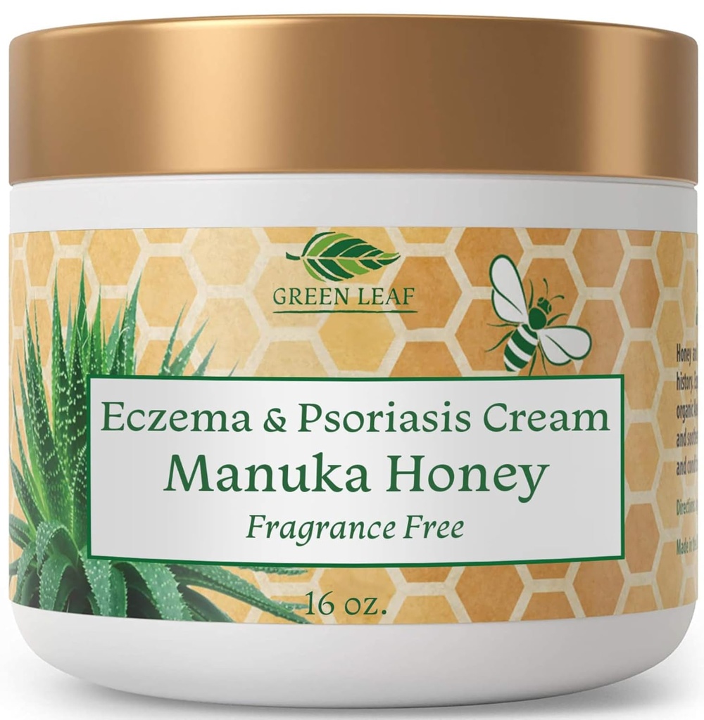 Manuka Miód Wyprysk krem nawilżający zapachu olejku za darmo dla łuszczyca Relief - Swędzenie, suchość skóry Wysypka Ointment - Skin Soothing Moisturizer - Body & Face Cream - Dzieci i dorośli 16oz