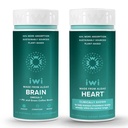 Iwi Life Brain & Heart Omega-3 Bundle, 30 Służenia, Vegan Plant- Algae Omega 3, Kryll & Fish Oil Alternative, No Fishy Aftersmast