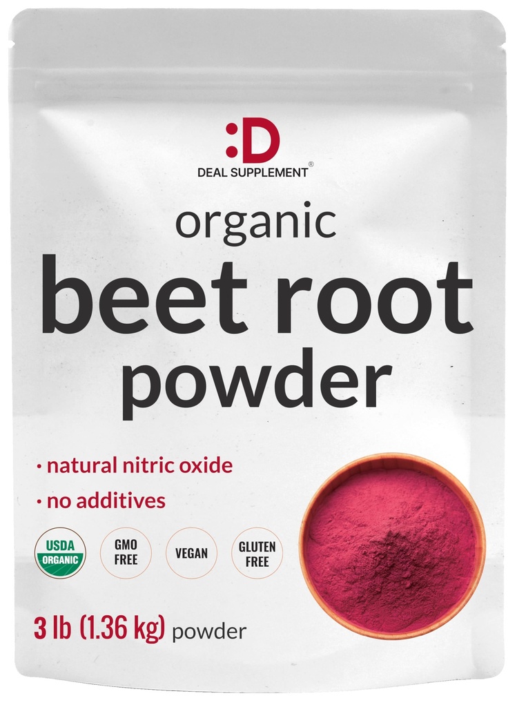 Organiczny proszek korzeniowy buraków, 3lbs - Surowy Superfood Wegetable - Naturalny dodatek tlenku azotu - Wspiera Pre Workout Energy, Serce, & Zdrowie immunologiczne - Non-GMO, Wegan