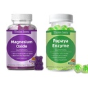 Tinies bers Papaya Enzym Gummies i Magnezu Oxide Gummies, Digestive Health dla dorosłych i dzieci, Wegan, Sugar Free, Non-GMO, Pectin