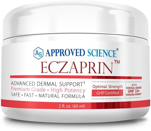 Approved Science Eczaprin Balm - 30% Manuka Honey (UMF 10+), 5% Colloidal Oatmeal - Gentle Formula for Dry, Itchy Skin - for All Skin Types - Paraben-Free, Non-GMO, Soy-Free, Wheat-Free - 2 fl. Oz.