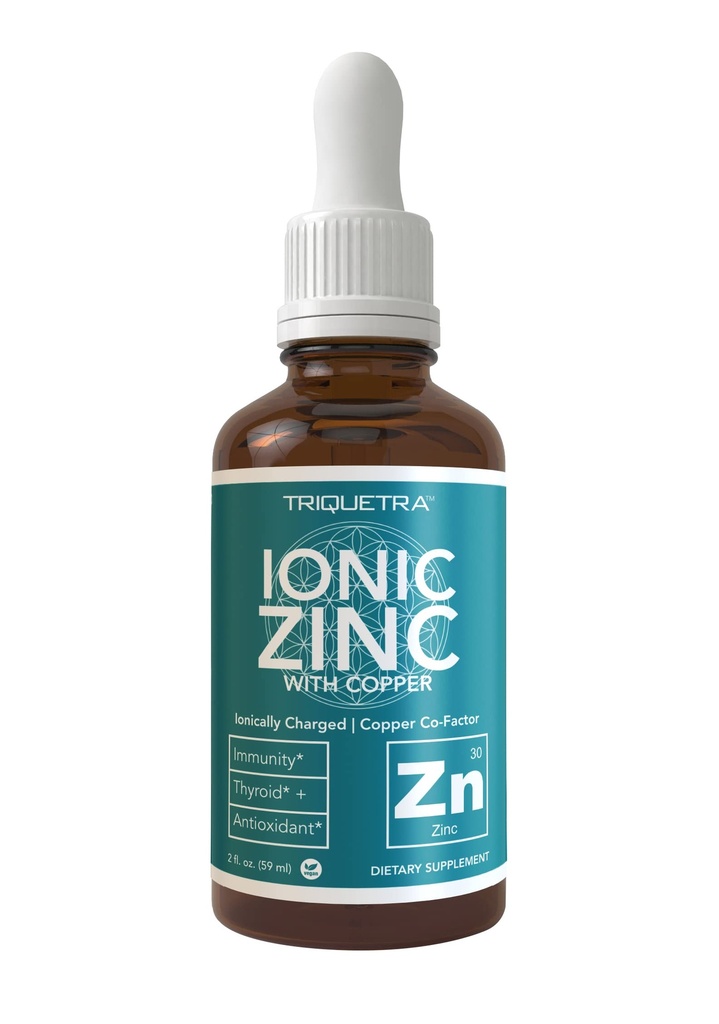 Jonic Cynk Plus Miedź Koncentrat płynny 240 Słupy, Butelka szklana, Wegan - Zbalansowany stosunek miedzi cynku - Wspiera odporność, Tyroid mózgu (2 oz.)