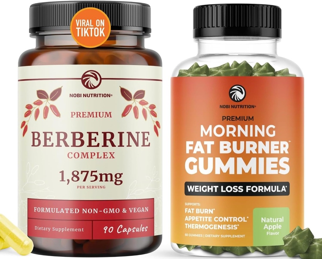 Berberine Complex Supplement and Burn Gummies '124; Full Weight Loss Support with Green Tea & Bitter Melon' s 124; Appetite Suppressant, Belly Fat Reducer, and Termogenic Support 's 124; 1 Month Supply