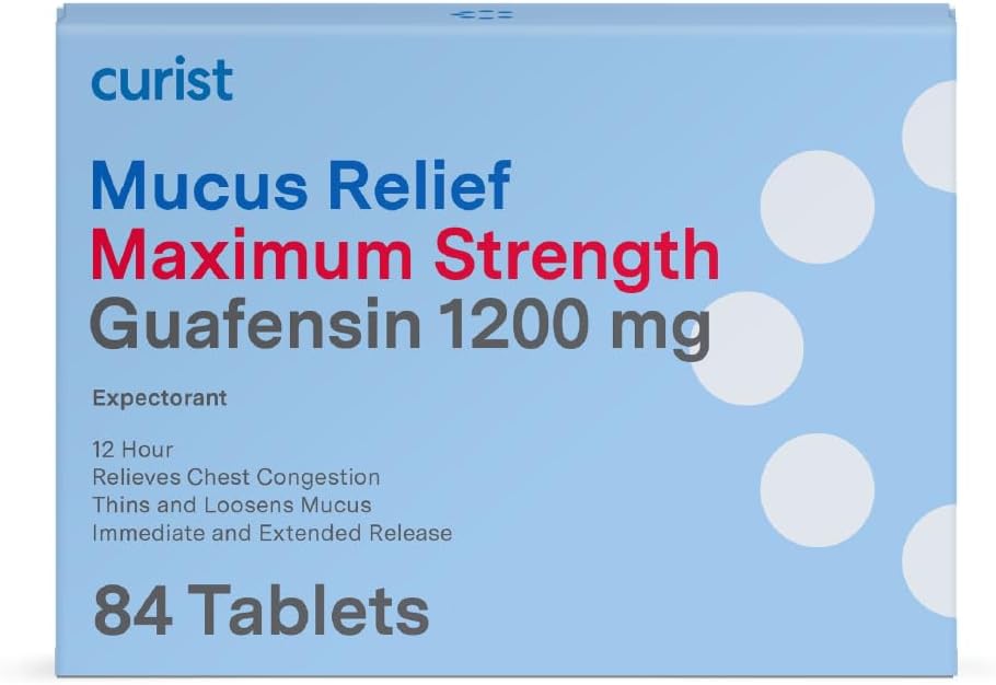 Curysta Guaifenesin Mucus Relief 1200 mg Maksymalna moc pozagiełdowa - 84 Dix Extended Release Tablets - Redukcja zastoju Mucus Clear (84 Count Tablet Bulk Pack)