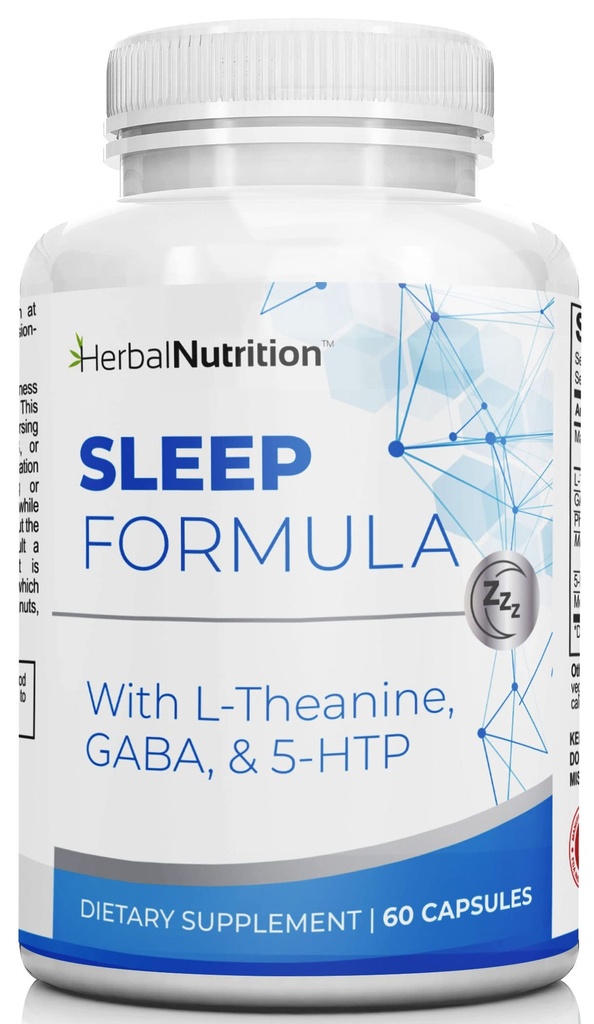 Herbal Nutrition Sleep Supplement Supplement Sleep Formuła jest wieloskładnikowy suplement snu z Melatonin, GABA, L- Theanine i więcej, Sen jak Ty są na Cloud 9! Jedna butelka 60 Ct