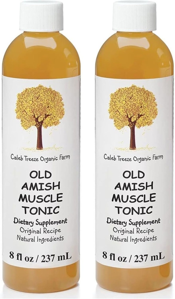 Caleb Treeze Old Amish Mięśnie Tonic 8 oz, Kurcze nóg Relief, Kurcze stóp Relief, Niespokojne nogi, Skurcze mięśni i skurcze Relief - Opakowanie 2