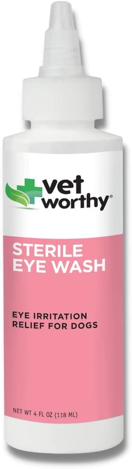 Vet Worthy Eye Wash for Dogs - Delikatne rozwiązanie do czyszczenia oczu dla psów, aby zapobiec plam łzowych i podrażnienia oczu - Oczyszczanie oczu psa na plamy łzowe, Brud i absolutorium z oczu - 4oz