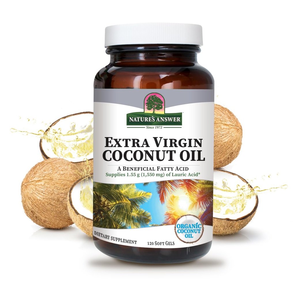 Odpowiedź przyrody Extra Virgin Oil Kokosowy Softgels Organic Oil Kokosowy wielofunkcyjny celu nieGMO Idealny do nawilżacza do włosów skóry ciała (Opakowanie 2)