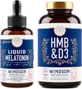 WINDSOR BOTANICALS HMB z suplementem witaminy D3 i płynną melatoninę 3mg - Trening i odzyskiwanie