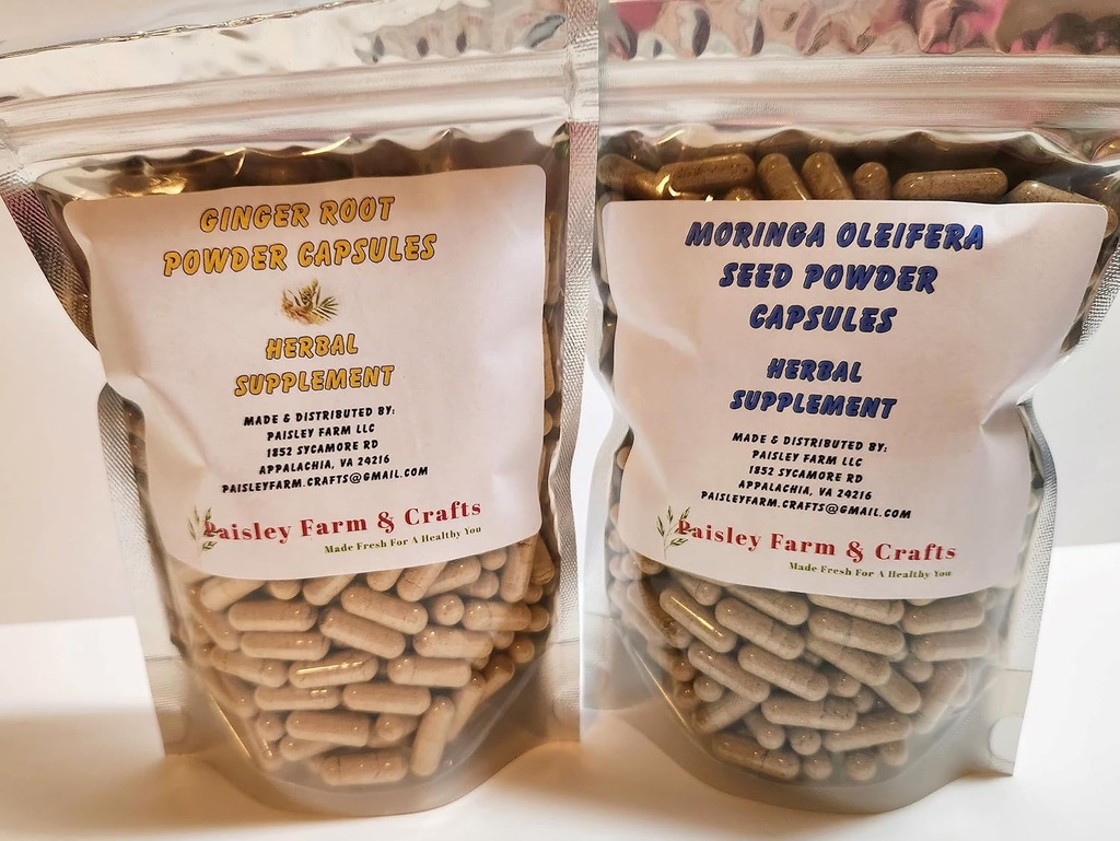 Ginger Root Moringa Leaf and Seed Capsule Value Packs (Ginger Root + Moringa Seed) - Suplement ziołowy