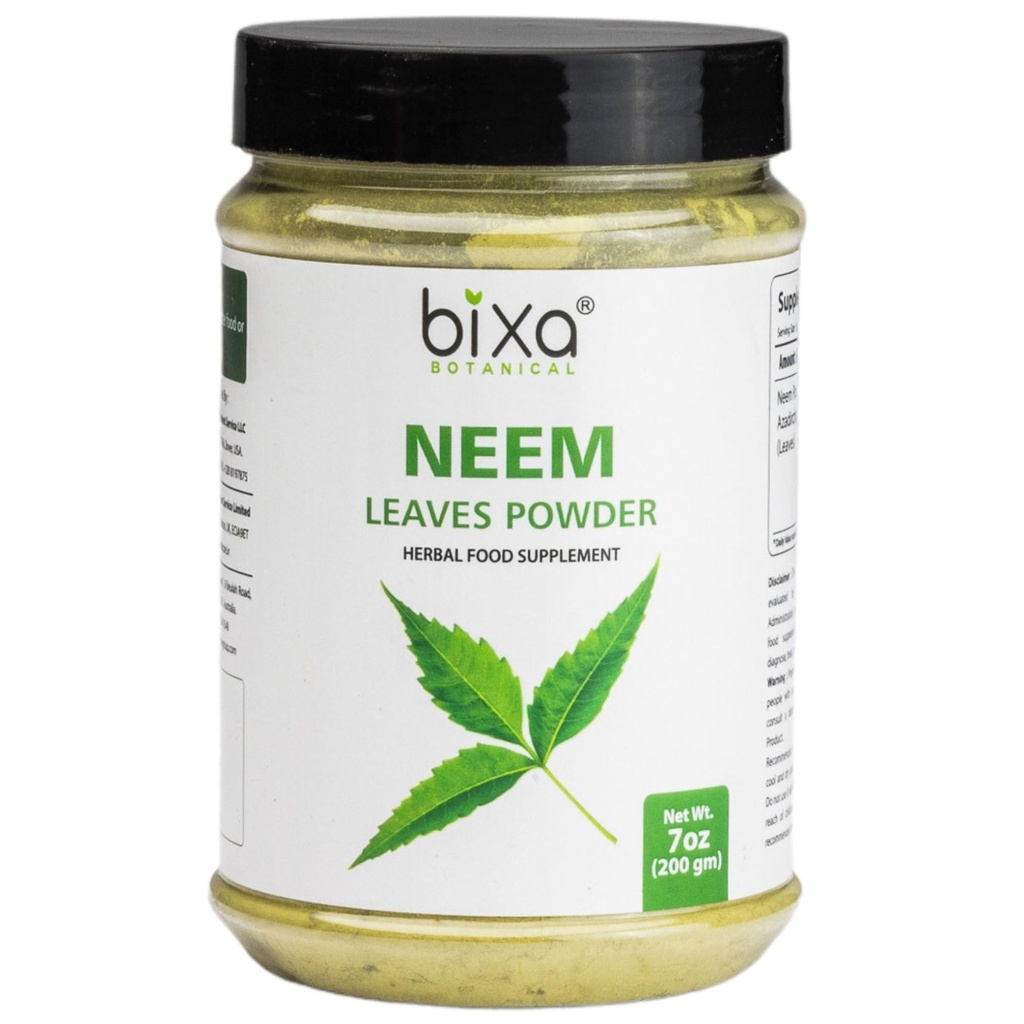 Bixa BOTANICAL Neem Leaf Powder Incorporation 124; Azadirachta Indica Incorporation 124; 200 Grams / 7 OZ Incorporated 124; Ayurvedic Anti Allergic Herbal Supplement Accord 124; Gluten Free, Non-GMO, Steam Treated, Vegan.