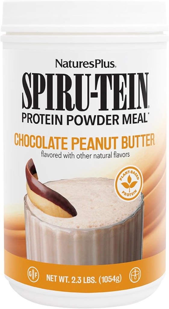 NaturesPlus SPIRU-TEIN, Czekoladowe masło orzechowe - 2,3 kg, Opakowanie 2 - Proszek białkowy na bazie plantacji - Wegetarianin, Gluten Free - 68 Służenie ogółem