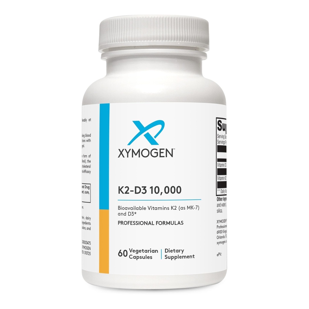 XYMOGEN K2- D3 10000 - Suplement witaminy D3 K2 do immunologicznego, wsparcia kości i układu sercowo-naczyniowego * - Nie-GMO, Gluten- Free, Wegetarianin - 60 kapsułki