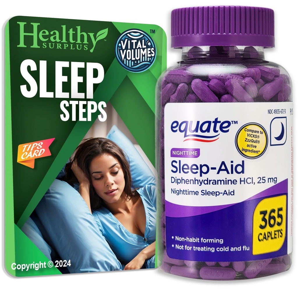 Wyrównać Sleep- Aid Difenhydramine HCI 25 mg 365 Kapulety i Vital Volumes Sleep Steps Card