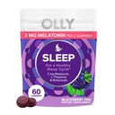 OLLY Sleep Gummy, 3 mg Melatonina, L- Theanina, Rumianek i ekstrakty balsam cytrynowy, Blackberry Flavor, 30 Day Supply - 60 Count