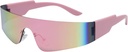 Szalony Feng Trendy Rimless Futuristic Wrap Wokół okularów przeciwsłonecznych Kobiety, Cyberpunk Visor okulary przeciwsłoneczne Cienie mody Okulary