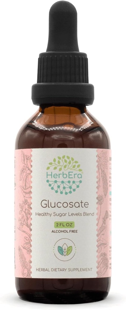 HerbEra Glukozate B60 Bezalkoholowy ekstrakt Tincture, Bitter Melon Fruit, Cynamon Bark, Dandelion Root, Gymnema Leaf, Nasiona kozieradki, Amla Fruit. Zdrowy poziom cukru Miesza 2 Fl Oz