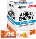Optimum Nutrition Amino Energy Hydration Packets, On- The- Energy Powder Stick Packs, Tangerine Wave, 25 Count
