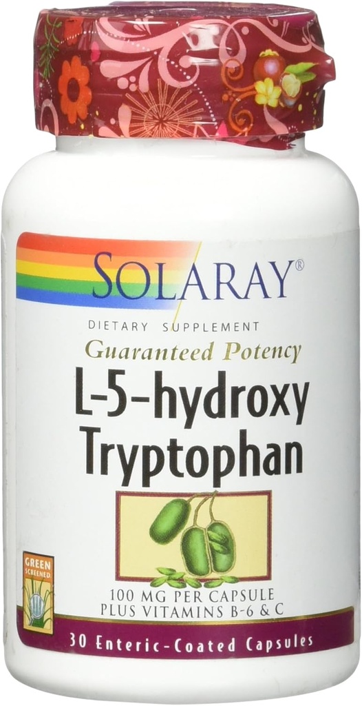 Solaray Gwarantowana Moc L- 5- HTP + B 6 & C 100 mg Kapsułki, 30 Count