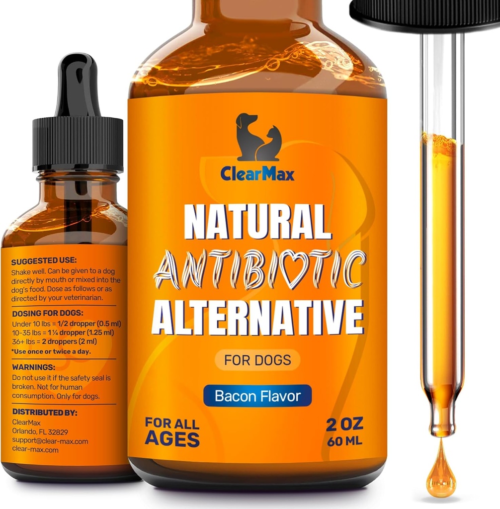 Psy Antybiotyki do Zakażeń, Alergie, Kasze - Naturalne Antybiotyki dla psów z żurawiny zapewnić mocz i trawienie - Naturalne składniki + Bacon Flavor - 2 Oz
