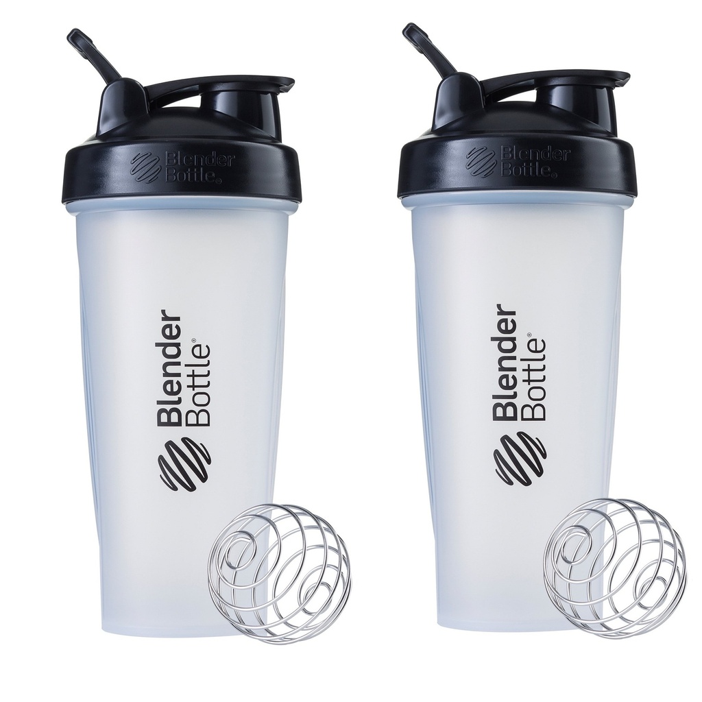 Butelka BlenderBottle Classic Shaker Butelka Perfect for Protein Shakes and Pre Workout, 28oz, Clear / Black (Opakowanie 2)
