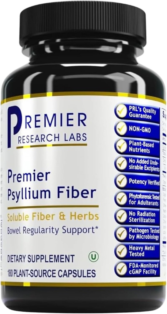 Premier Research Labs Premier Psyllium Fiber - Psyllium Husk Kapsułki, High Fiber Pills dla dorosłych, dla kobiet i mężczyzn, Daily Support for Digestive Health - 180 Kapsułki wegetariańskie