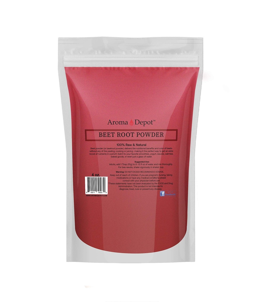 Burakowy proszek korzenny 4oz Aroma Depot Raw & Non-GMO I Vegan & Gluten Free I Nitric Oxide Booster I Boost Stamina i zwiększa energię I Immune System Booster I 100% Natural