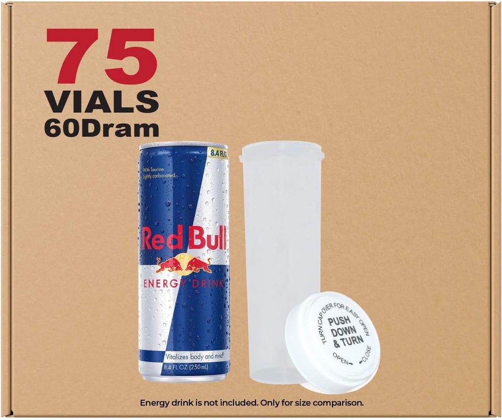 W Galeria 75 Wyczyść 60 Dram Odwracalny Cap - hermetyczny zapach Fiolki - Plastikowe medyczne Butelki na receptę do tabletek Zioła Kwiatów Suplementy, Opakowanie luzem, Nie szklane słoiki