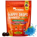 Happy Drops - Daily Superfood Gummies for Mood Support, Focus and Energy - Sugar- Free, Vegan, Blueberry Flavor - 90 Gummies dla dorosłych - Daily Support for Mood, Focus and Natural Energy