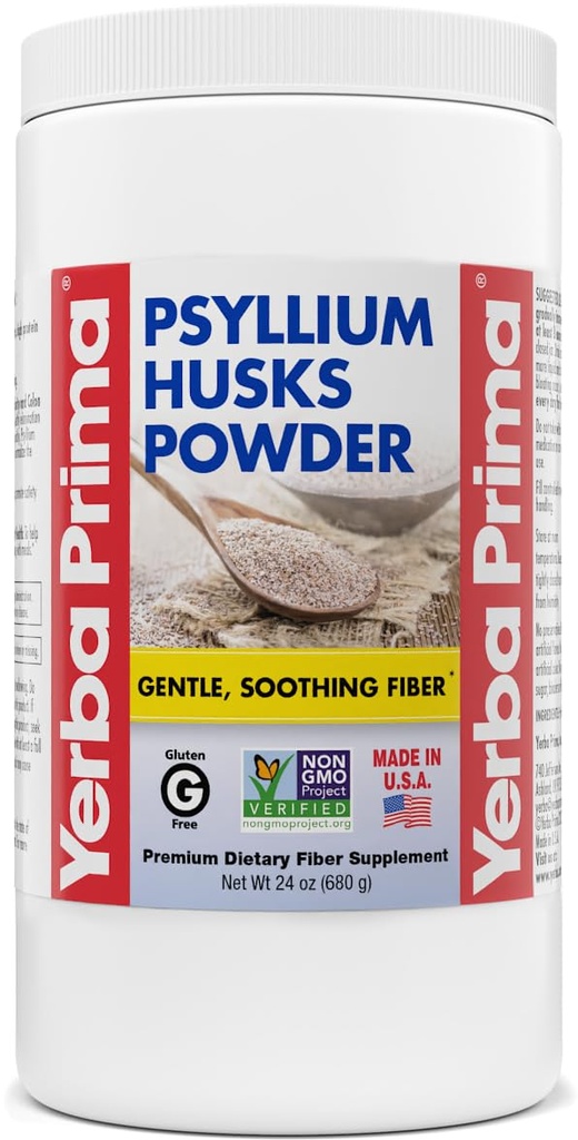 Yerba Prima Pyllium Husk Powder - 24 oz - Fine Ground, Unflavored, Sugar Free - Natural Fiber Supplement - Również do pieczenia - Zawiera zarówno rozpuszczalny i nierozpuszczalny luzem do regularnego wsparcia