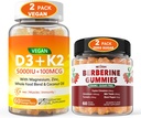 2Pack Vegan Witamina D3 5000IU K2 Gumiaki + 2Pack Berberine Suplement 1500mg Gumiaki
