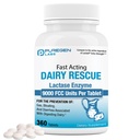 Puregen Labs Dairy Relief Szybko działająca Lactaza Enzyme 9000 FCC, Laktoza Nietolerancja Tabletki 360 Tabletki