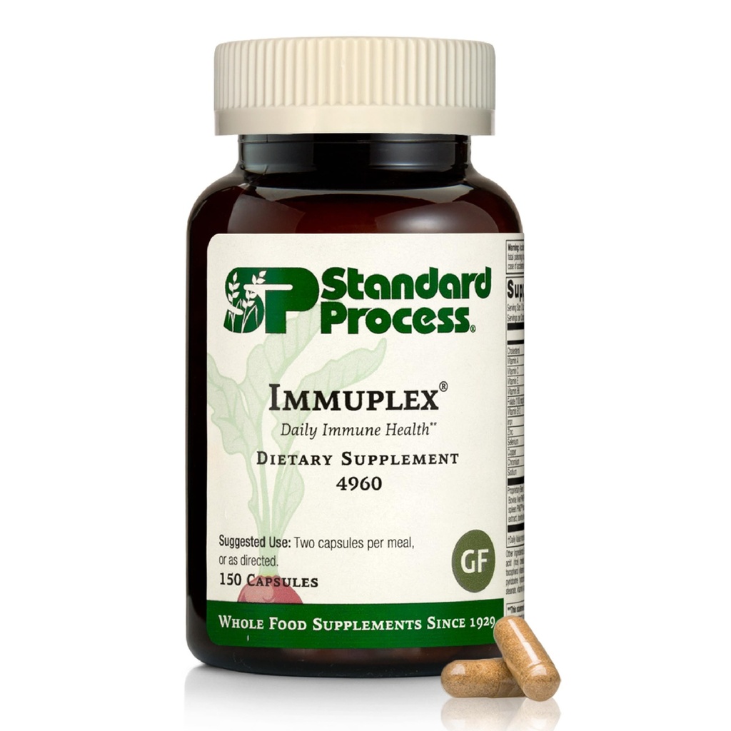 Standard Process Inc. Immuplex - Codzienny suplement wsparcia immunologicznego z folianem, żelazem, witaminą C i witaminą A - Suplement mineralny ze składnikami przeciwutleniającymi - 150 kapsułek