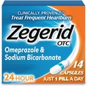 Zegerid OTC 24- Hour Heartburn Relief, Tylko inhibitor pompy protonowej z Omeprazole 20mg + dwuwęglan sodu, Leczenie często Heartburn, 14ct kapsułki