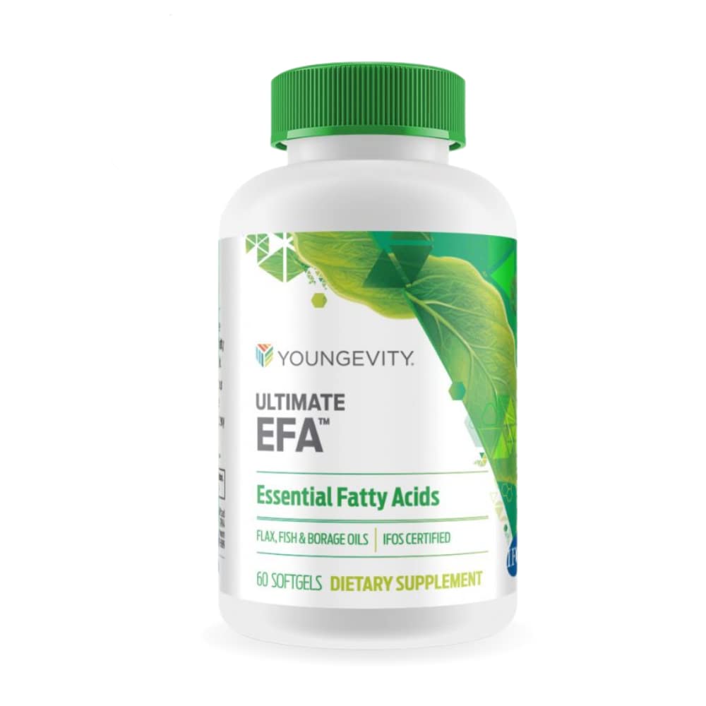 Youngevity Ultimate EFA ™ - Omega 3, 6 & 9 Supplement Equipment 124; Mieszanka borage, Flax & Fish Oils Idential 124; Wspomaga serce, mózg i ogólne zdrowie 124; 60 żele miękkie
