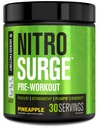 Jacked Factory NITROSURGE PreWorkout Supplement - Endless Energy, Instant Siła Zyski, Clear Focus, Intensywne pompy - NO Booster & Potężny Pretrening Energy Powder - 30 Słupki, Ananas