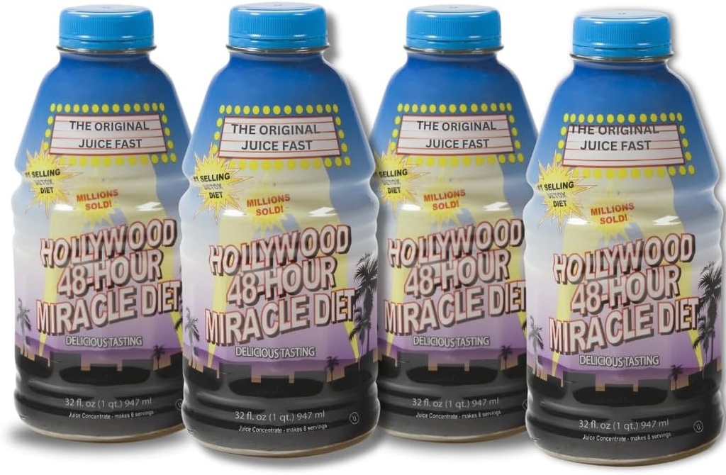Dieta hollywoodzka - 48-godzinny Cud owocowy sok oczyszczony Dieta 4-Pack, Detox Cleanse for Weight Loss & Odmładzanie, Zamiana żywności, Szybkie aktorstwo Dieta, Pyszne & Smaczne Formuła, 32 Fl. Oz.