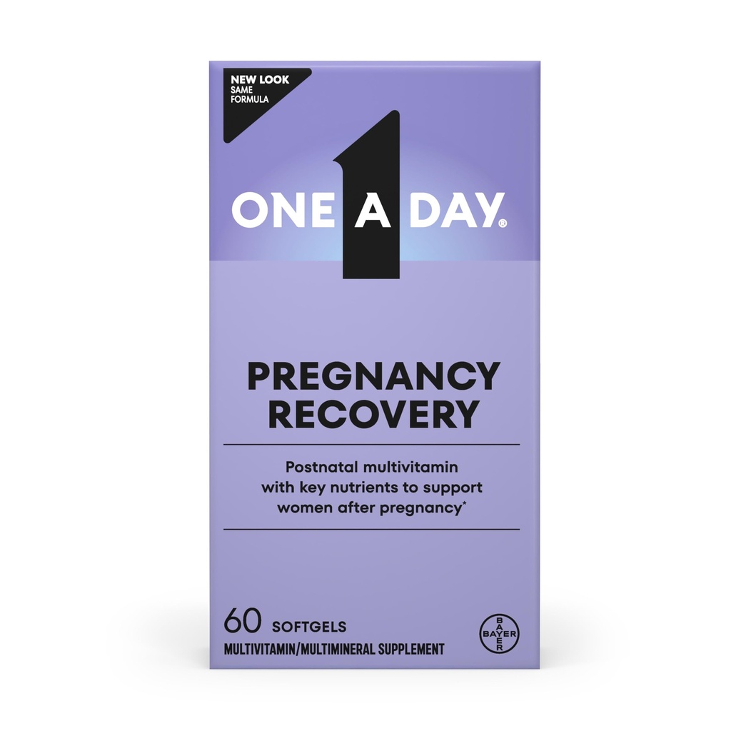 1 dzień Poporodowa Kompletna multiwitamina do stosowania w okresie poporodowym z kwasem foliowym i Omega-3 DHA, 60 Licznik (Opakowania może Vary)