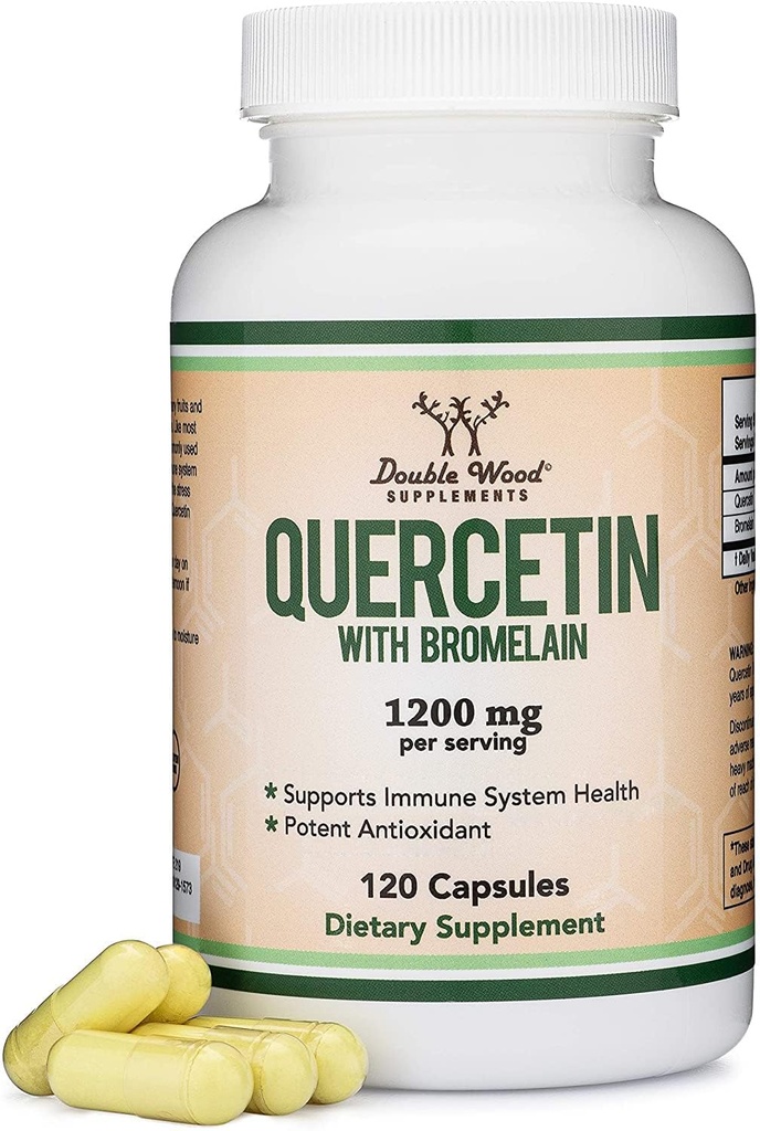 Quercetin z Bromelainem - 120 Hrabia (1,200mg Servings) Kapsułki immunologiczne - Wspomaga zdrowe funkcje immunologiczne u mężczyzn i kobiet (Vegan Safe, Trzeci Tested Party, Gluten Free) przez podwójne drewno