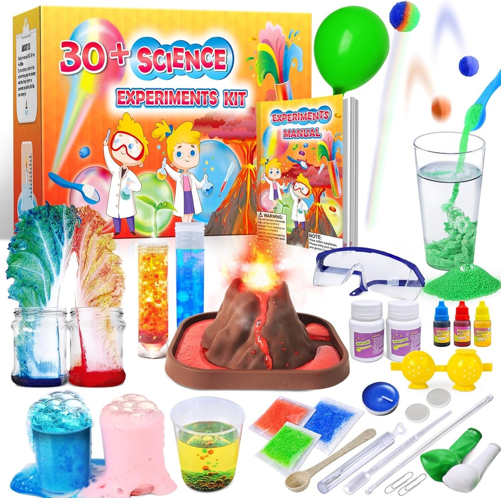 UNGLINGA 30 + Experiments Science Zestawy dla dzieci, S.T.E.M Educational Project Activities Toys Gifts for Boys Girls, Chemia Set, Bouncy Ball, Wulkan Erupcja