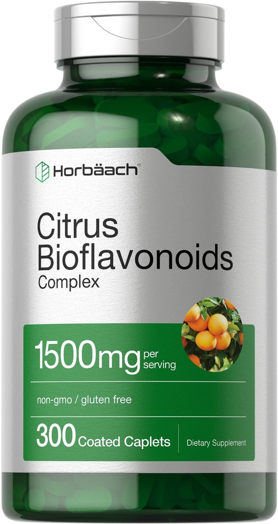 Horbäach Citrus Bioflavonoids Supplement Amend124; 1500mg Amend124; 300 Cappets Amend124; Vegetarian, Non-GMO, and gluten Free Formula Amend124; Value Size