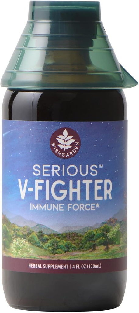 WishGarden Herbs Poważne V- Fighter - Plant- Herbal Rapid Immunitet Wsparcie i Zdrowie układu oddechowego z OSHA & Goldenseal, Koszy Aches & Podrażnione płuca, Wspiera optymalną temperaturę ciała, 4oz