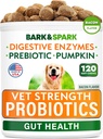 BARK & SPARK Vet siła Psy Probiotyki Chews - Gaz, Biegunka, Alergia, Zaparcia, Upset Stomach Relief, z Digestive Enzymes + Pumpkin + Prebiotyki - Suplement do włókien do żucia - 100ct - Bacon