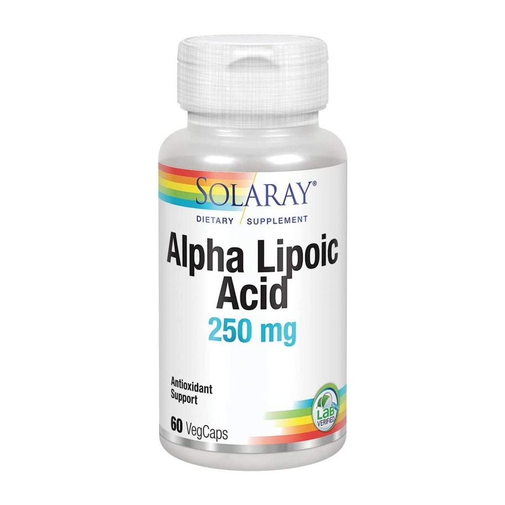 SOLARAY Alpha Lipoic Acid 250 mg - 60 VegaCaps - Zdrowe przeciwutleniacze Aktywność & Wsparcie energetyczne - Non-GMO & Wegan