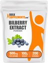 BulkSupplements.com Bilberry Extract Powder - Bilberry Extract Supplement, Herbal Supplement - Vegan & Glulten Free, 500mg na jedną porcję, 100g (3.5 oz) (opakowanie po 1)