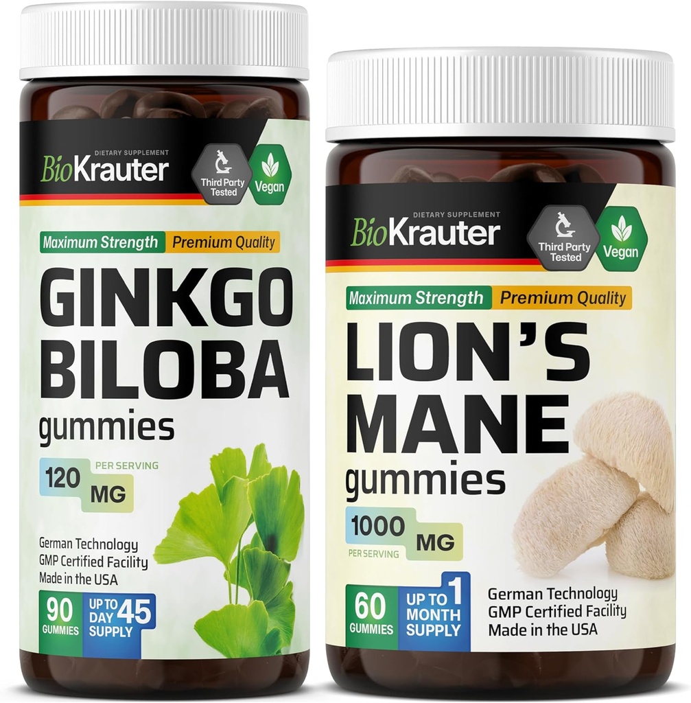 BIO KRAUTER Ginkgo Biloba 90 Gumiaki i grzywa Lwa 60 Gumiaki