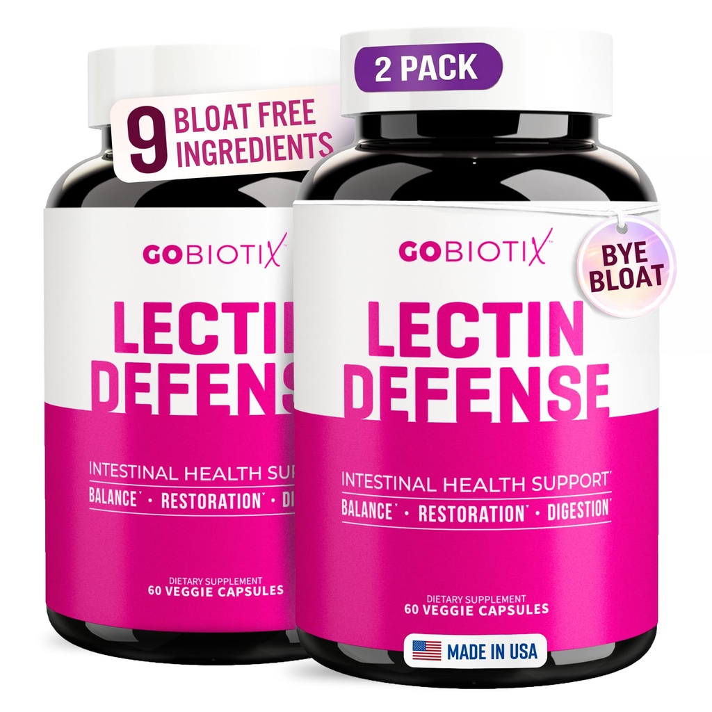 GOBIOTIX Lectin Defense - Lectin Blocker Supplement for Leaky Gut with MSM and Digestive Enzymes - Aid in Intestinal Health for Wolny od Gluten - 60 kapsułki (2)